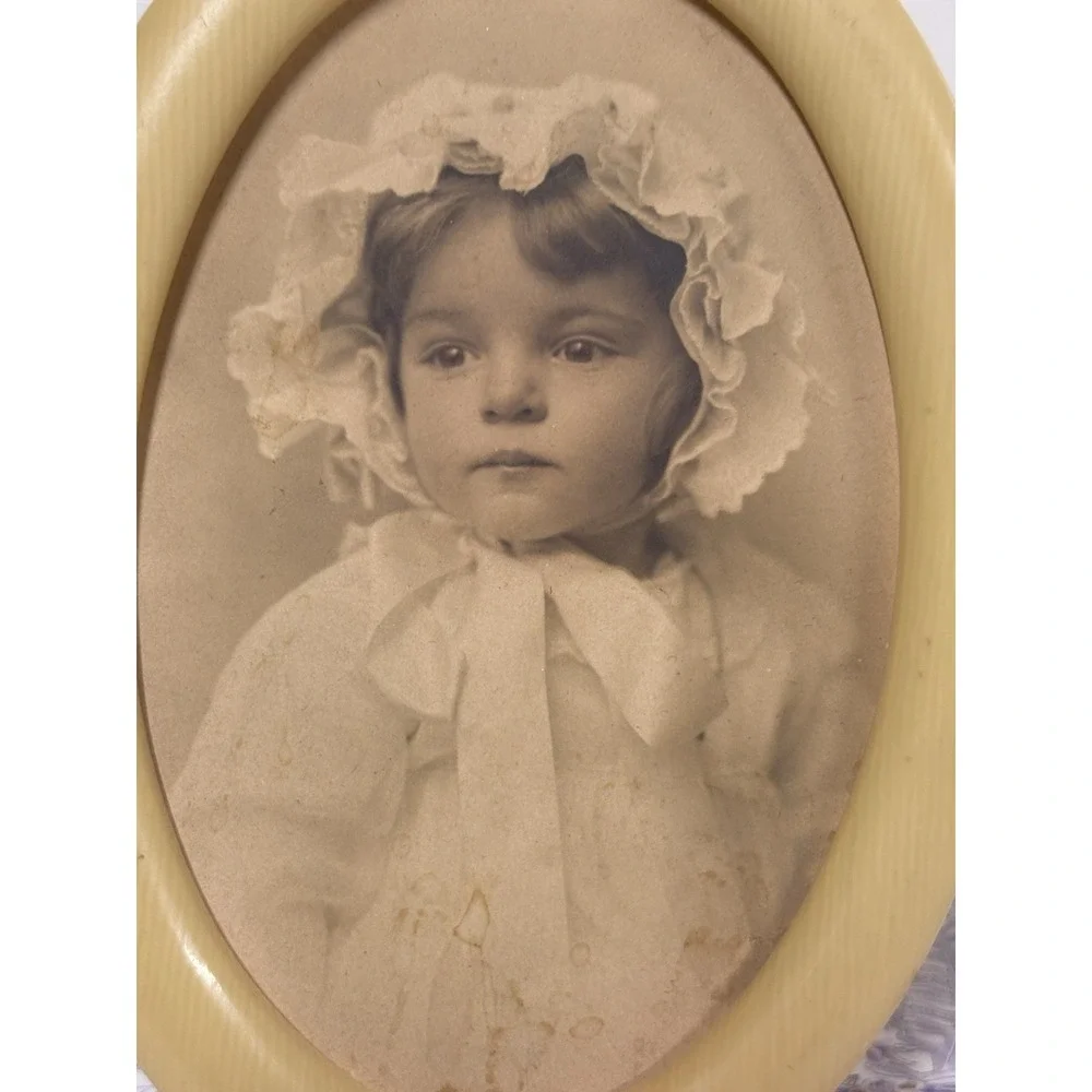 Antique Style Sepia Baby Portrait Oval Frame